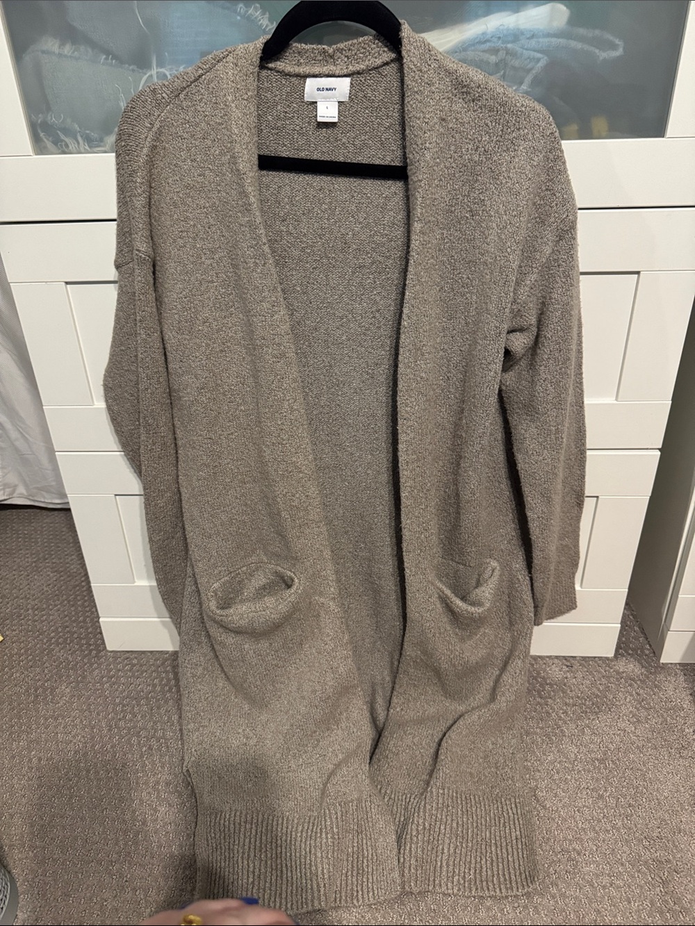 Old Navy Taupe Open-Front Long Cardigan with Pockets